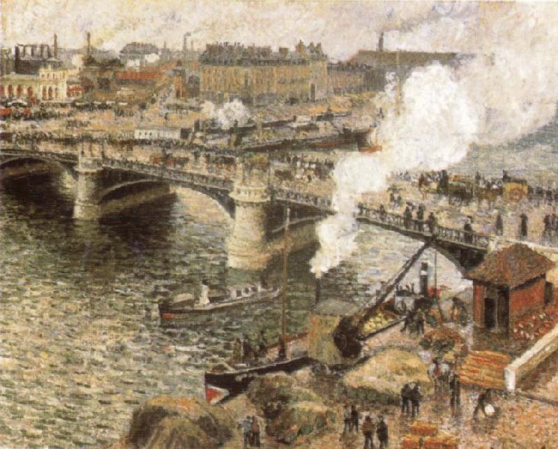Camille Pissarro Pont Boiedieu in Rouen in a Drizzle Spain oil painting art